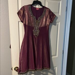 Elegant Purple and Gold Women's Dress